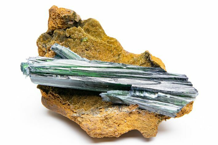 Gemmy, Emerald-Green Vivianite Crystal Cluster - Brazil #218215